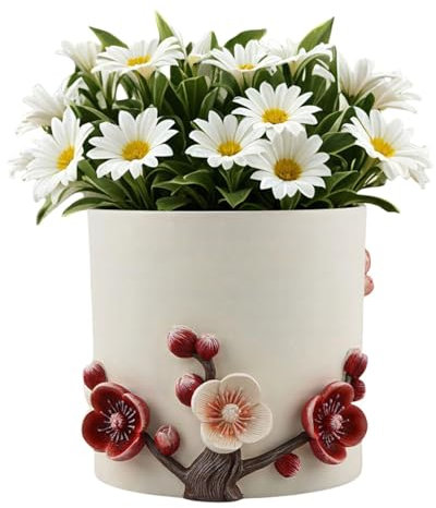 Pot, vase | Pot de fleurs en relief de prunier, pots d'intérieur et d'extérieur - Pot créatif de grand calibre pour décoration intérieure et extérieure