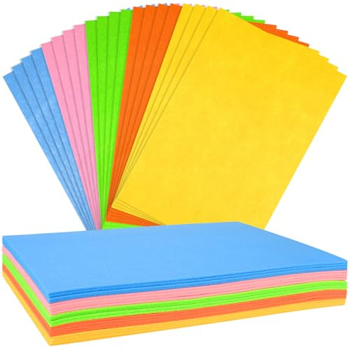 NEBURORA 20 Stück 2 mm dicke, steife Filzplatten zum Basteln(Helle Farben) | Dicke Polyester-Filzplatten, Patchwork-Näh-Bastelzubehör, Party-Dekorationszubehör, geeignet für Graviermaschinen