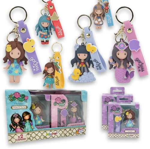 #sbabam Funny Box Santoro Gorjuss Key Ring, 2 Llaveros de Colores con Encanto para Colgar en Mochila Escolar, Bolso Infantil, Trolley - Gadgets y Novedades, Juegos de Quiosco, Ideas para Regalos