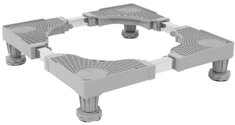 Universal Washing Machine Base Stand with 4 Strong Support Feet | Movable Design with Wheel Brake System, Stainless Steel and Plastic Build, Anti-vibration Storage Base