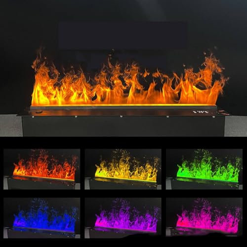 YMAOMAO Cheminée électrique Encastrable, Cheminée à Vapeur d'eau, Insert Décoratif avec Flamme 3D Atomisée, Télécommande Tactile/Télécommande, Panneau Supérieur Ultra-Fin De 3mm,70cm/27.5in