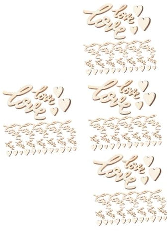 Uonlytech 4 Set Adoro I Trucioli Di Legno Compleanno Patata Fritta Celebrazione Cuori Nuziale Salutare Reception Contanti Romantico Mini Lettera D'amore Su Beige 100 Pezzi * 4