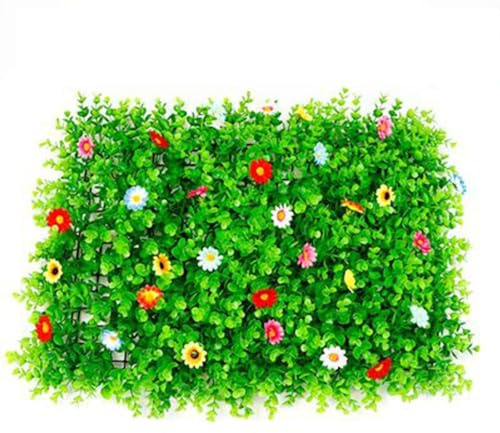 Paneles de seto de boj Artificial, Fondo de Pared con césped Verde, protegidos, para decoración de Paredes de Exterior e Interior (n.° 11, 60 x 40 cm/23,6 x 15,7 Pulgadas)