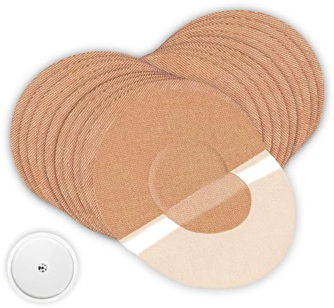 20 Stück Sensor Pflaster mit Belüftungsloch,pflaster rund für Sensor,wasserfest,Atmungsaktiv Fixierpflaster,hautfreundlich,Außen Ø 75mm,Innen Ø 30mm