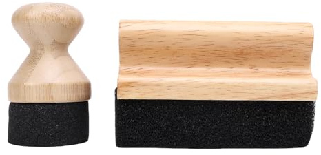 WOHPNLE Cutting Board Oil Wax Applicator, Dual Oil Wax Brush with Ergonomic Handle Beech Wood Waxes Applicator Set for Cutting Board Butcher Block Countertop and Wood Care
