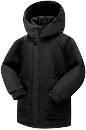 Generisch 2026 Chubasquero Niñas Invierno Chaqueta de Plumón Abrigo Térmico Engrosado Ropa Exterior para Climas Fríos Para Niños Niños Jóvenes, Negro , 13-14 años