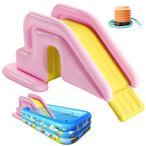 Inflatable Water Slide with Air Pump - Outdoor Anti-Tipping Paddling Pool for Garden and Backyard Summer Fun