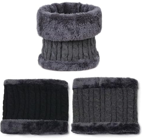 KASESSS 2 StüCk Winter Schlauchschal Herren, NackenwäRmer Geschenke füR MäNner, Gestrickt Loop Schal Mit Fleece GefüTtert, Weicher Zopfstrick Winddichte HalswäRmer Weihnachtsgeschenke Rundschal