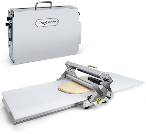 Sfogliatrice manuale compatta, Macchina per Pizza in Acciaio Inox, Sfogliatrice Pasticceria Cornetti, Stendipasta da Tavolo, Spessore Regolabile, per Preparare Pasta Sfoglia per Pasticceria (A, Rs101)