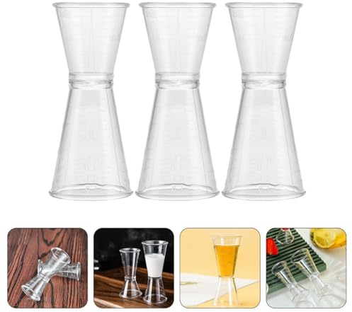 FESTFENDS 3 pezzi Misurino Cocktail Plastica Doppio Lato Trasparente Graduato Compatto Leggero per Bar e Barman Dosatore Preciso per Gin Tonic e Drink Riutilizzabile