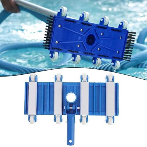 MonoSora 14 Inch Swimming Pool Vacuum Head with Side Brushes for In-Ground Concrete Pools, Flexible Design, Fits 1.25 Rod, Plastic Build