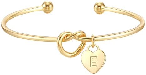 ZOERAY Knoten Armband Damen Gold Silber 925 Armbänder mit Buchstaben Herz | 18K Vergoldete Armkette Silber,Personalisierte Herz Anhänger Armbänder Liebesknoten,Schmuck Weihnachtsgeschenke Frau Mädchen
