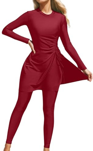 Femmes Maillots de Bain Musulmans Islamique Modest Couverture Complète Burkini Manches Longues Haut Pantalon Natation été Tenue de Plage Maillots Rashguards 2 Pièce