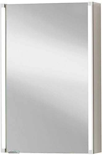 FACKELMANN Spiegelschrank LED-LINE / Badschrank mit Soft-Close / Maße (B x H x T): ca. 42,5 x 67 x 16,5 cm / Schrank mit Spiegel und LED-Beleuchtung / 1 Tür / Türanschlag frei wählbar / Korpus: Weiß