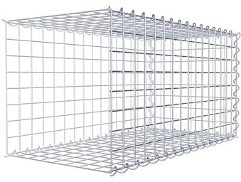 GABIONA Cesta de piedra de gavión rectangular, malla de 5 x 5 cm, profundidad de 40 cm, cesta de cultivo tipo 2, cierre de espiral, galvanizado (80 x 40 x 40 cm)