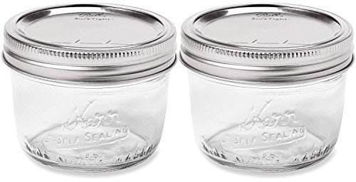 Kerr Wide Mouth Half-Pint Glass Mason Jars 8-Ounces with Lids and Bands (2 Jar-Pack)