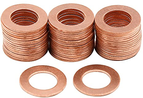 sourcing map 12mm Dia Interne écraser rondelle Plates cuivre Car Joint étanchéité 50pcs