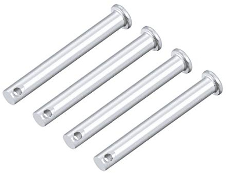 sourcing map 4 Stück Steckbolzen Gabelkopf Gabelbolzen Einloch Flachkopf, 8mm X 80mm Splintstift Verzinkung Massiver Stahl Lochbolzen