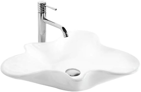 Rea - Lavabo Da Appoggio Izolda In Ceramica,Bianco, Asimmetrico, Non Standard 53X46X12cm