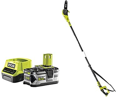 Pack RYOBI Elagueur à chaine sur perche 18V One+ OPP1820-1 batterie 5.0Ah - 1 chargeur rapide 2.0Ah RC18120-150