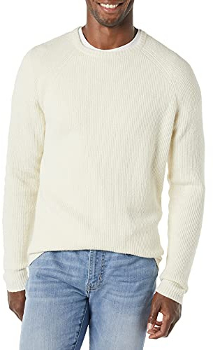 Amazon Essentials Men's Long-Sleeve Soft Touch Sweater, Ivory, Large