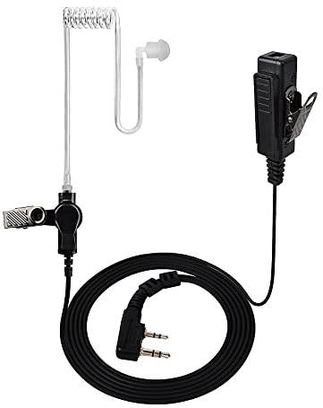 UAYESOK Akustikschlauch-Ohrhörer für Walkie-Talkie-Sicherheits-Headset, kompatibel mit Kenwood, Baofeng und Retivis | Walkie-Talkie-Headset mit PTT-Mikrofon; K-Type 2-Pin; für UV5R BF-888S TK-3501 eSynic 2-Wege-Radio; für Security Bodyguard