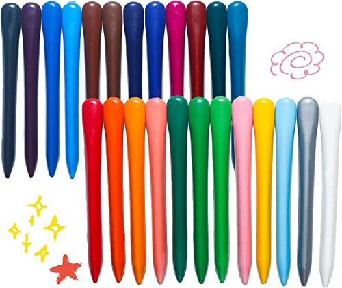 LandJoy Wachsmalstifte für Kleinkinder,buntstifte kinder,24 Farben Crayons,Sicherheit und Ungiftig,Keine schmutzigen Hände, leicht zu reinigen,stifte ab 1 jahr，Geeignet für 1-12 Kinder
