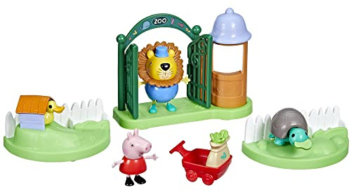 Peppa Pig Toys Peppa's Day at The Zoo Spielset Spielzeug für Vorschulkinder, 2 Figuren und 6 thematische Accessoires
