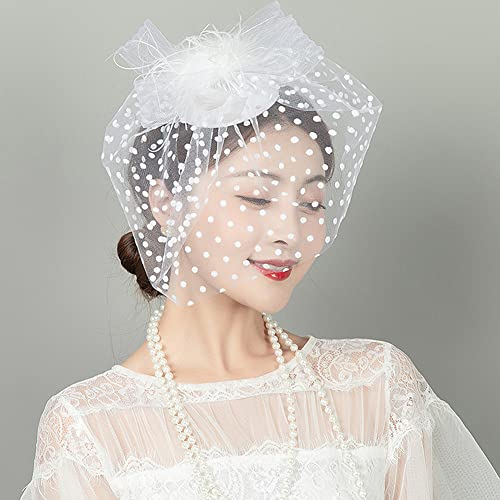 Fascinator Hut Damen Damenhut Elegant Handschuhe Hochzeit Bankett Hut Vintage Haarreif Feder Haarschmuck Cocktail Kopfschmuck Fasching Haarsband Mädchen Headwear Party Haar Clip Karneval