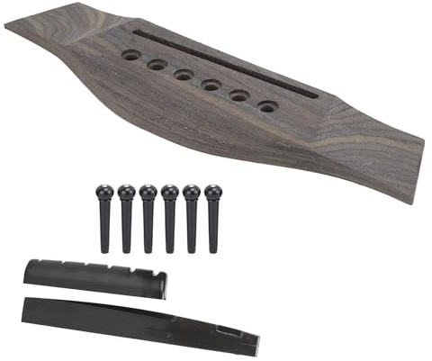 Puente de Guitarra de Palisandro, Piezas de Guitarra para Sillín de Guitarra Acústica con Tuerca y 6 Pines Accesorios para Instrumentos Musicales para Guitarras Acústicas de 6 Cuerdas (#2)