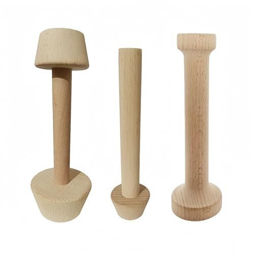 3Pcs Double Sided Wooden Tart Tamper Set, DIY Wooden Removable Dough Molding Presser, Baking Tool for Mini Egg Tart, Cheesecakes and Dessert Baking