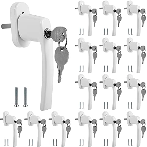 Cecaylie Aluminium Fenstergriff abschließbar, 16 Stück Kindersicherung Fenstersicherung mit Schloss in Stiftlänge 35mm, Geeignet für Schlüsselfenster, Balkontürgriffe (Weiß)