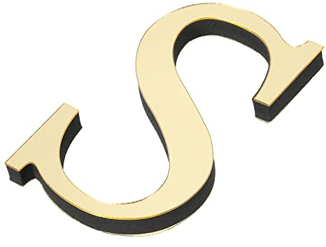 PATIKIL 3D Acryl Buchstaben Spiegel Wandaufkleber Schrift S Selbstklebend Hause Deko Schrift Schild Kunst Aufkleber Abziehbild für DIY Hause Dekoration Hellgold