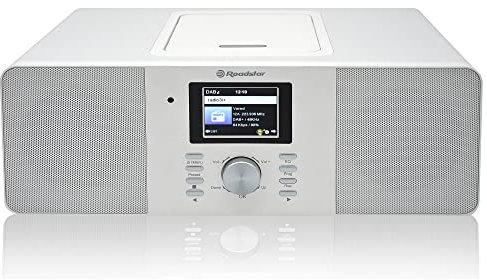 Roadstar IR-540D+BT/WH Micro-Système Radio Internet Wi-FI et Numérique Dab+/ FM, Lecteur CD-MP3, Bluetooth, USB pour Recharge Rapide, AUX in, Télécommande, Connexion pour Casque, Blanc