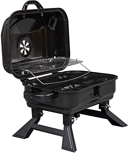 Gasgrill 2 Stück Tragbarer Grill- und Begasungsofen mit Hut, faltbarer Camping-Tischgrill, Außenküche Hinterhof, schwarz,