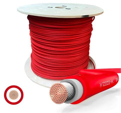 Câble Solaire SOLARTRONICS Vendu au mètre 6mm² - 15 m Rouge - rallonge de câble photovoltaïque - Fabriqué en Allemagne