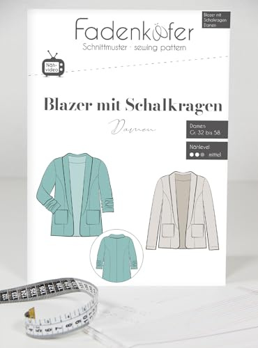 Schnittmuster und Nähanleitung - Blazer mit Schalkragen Damen weiß