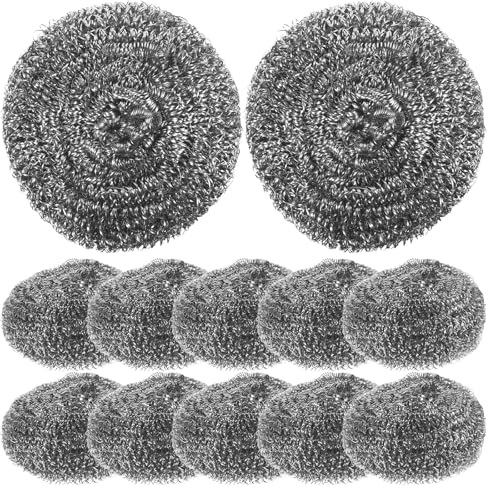 Alipis 24 Pièces de fer pour acier inoxydable brosse à pot plat dish brush scrubber éponge brosse à poêle aide de cuisine propre Lave- Paquet boule de nettoyage