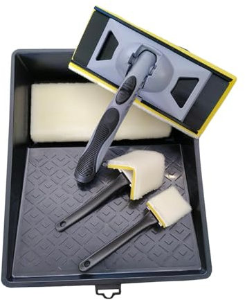 JISADER Kantenstreicher, Kantenstreicher-Werkzeug mit Zierleisten und Ausbesserungspad, Eckenmaler für Fenster