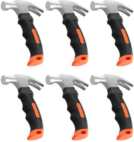 HAKZEON 6-pack 236 ml liten hammare, mini klohammare, set, knubbig stifthammare spikverktyg med halkfritt handtag för att hänga bilder, hem, gör-det-själv, röd