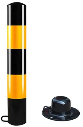 CRGOEUM Sicherheitspoller, Pollerpfosten mit reflektierendem Band, Sicherheitspfostenabsperrung, abnehmbare Sicherheitspfostenpoller aus Metall, für verkehrsempfindliche Bereiche(60cm/24in)