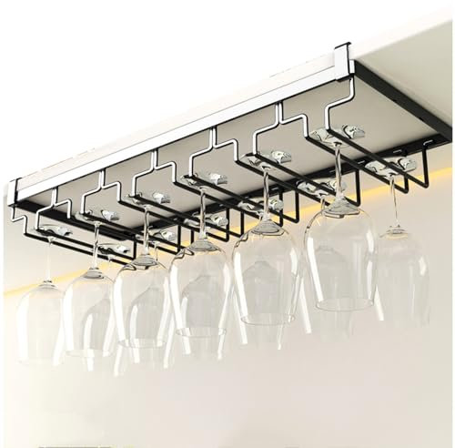 Weinglasregal Unter Schrank, 6 Reihen großer Stielglasaufhänger, Weinglashalter, for Bartheke, Küche(Gray,66.5x18cm)