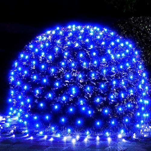 Ds UUby LED Luz de Red, Guirnaldas Neta Luz Exterior, 8 Modes Impermeable con Control Remoto, Temporizador, Regulable, Decoracion para Navidad, Fiesta, Patio, Jardin (Blue, 1.5X1.5m)