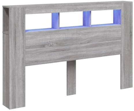 ULUYYUC Kopfteil Wandkissen Wandschutz Bett Headboard for Bed - LED-Kopfteil Grau Sonoma 160x18,5x103,5 cm Holzwerkstoff für Herbergen Schlafräume Jugendzimmer Bett