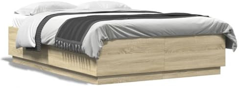 Xichuzi Bettgestell Sonoma-Eiche 160x200 cm Holzwerkstoff, Bett, Bettgestell, Jugendbett, Schlafzimmer Bett, Bed Frame -3209690