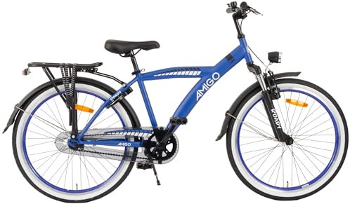 AMIGO Roady Fahrrad 24 Zoll - Kinderfahrrad für Jungen - Rücktrittbremse und V-Brake - Blau