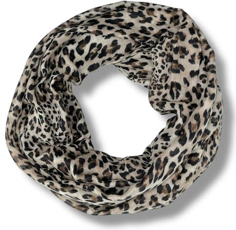 Ziona Damen Loop Schal Leo Print Leopardenmuster Viskose Frühling Herbst