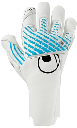 uhlsport Fußball Torwarthandschuhe Fangmaschine Cybertec - Absolutgrip SC - Enger Torwart-Handschuh mit hervorragendem Grip, weiß/cyberblau/schwarz, 9