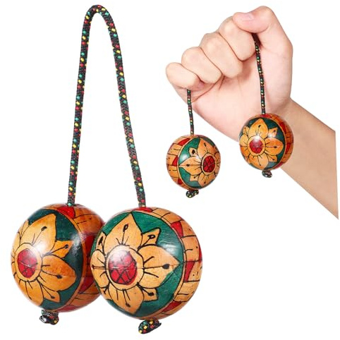 ifundom Instrument de Percussion Shaker Africain en Bois Peint la Main Boule Rythmique, Facile à Jouer, Décoratif Jouer la Maison Extérieur Style Aléatoire