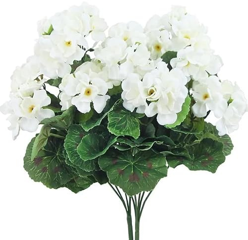 JUSTPRETTYCHIC Silk Begonia Artificial Flowers Bouquet, Home and Event Decor, Ideal for Weddings, Anniversaries, Birthdays, Indoor Outdoor Use, Elegant Silk Floral Arrangement WHITE